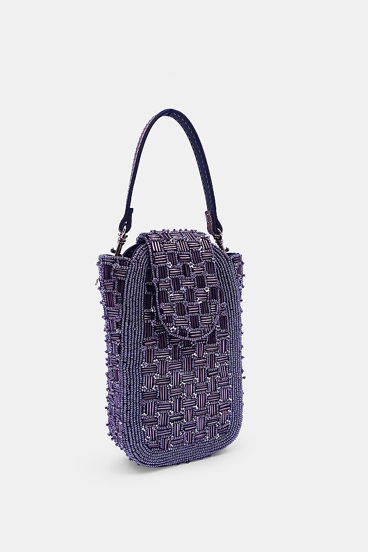 Mauve Satin Embellished Waist Bag by Versuhz at Pernia's Pop Up Shop