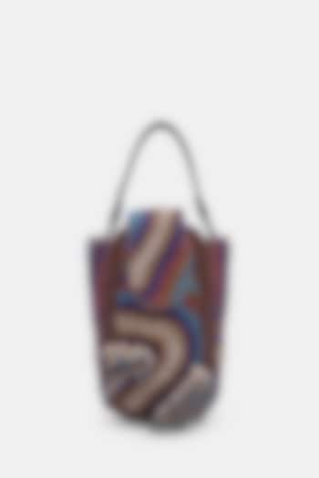 Brown Satin Embellished Waist Bag by Versuhz