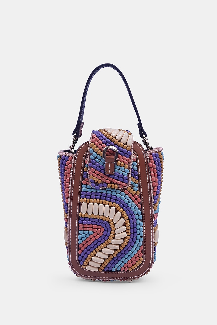 Brown Satin Embellished Waist Bag by Versuhz at Pernia's Pop Up Shop