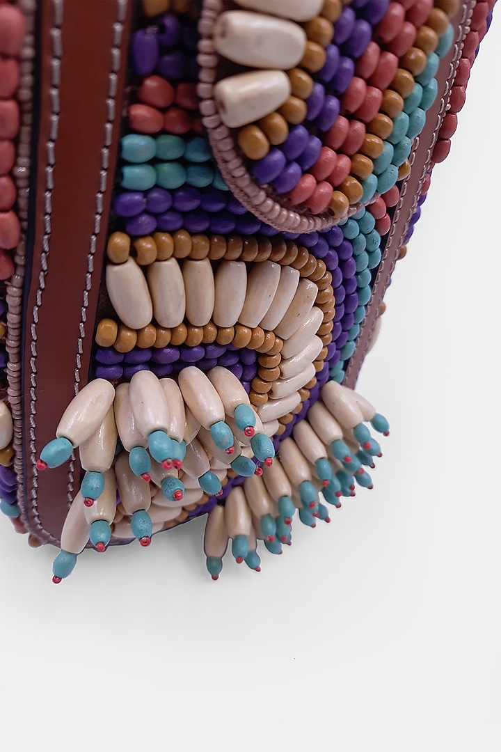 Brown Satin Embellished Waist Bag by Versuhz at Pernia's Pop Up Shop