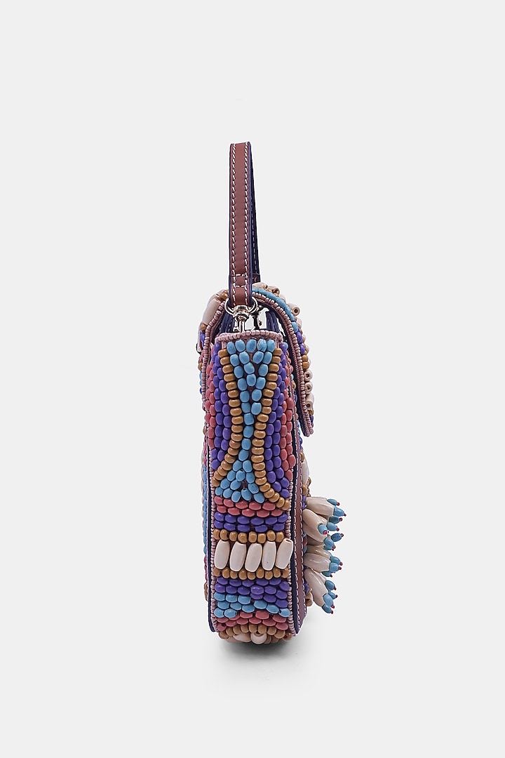 Brown Satin Embellished Waist Bag by Versuhz at Pernia's Pop Up Shop