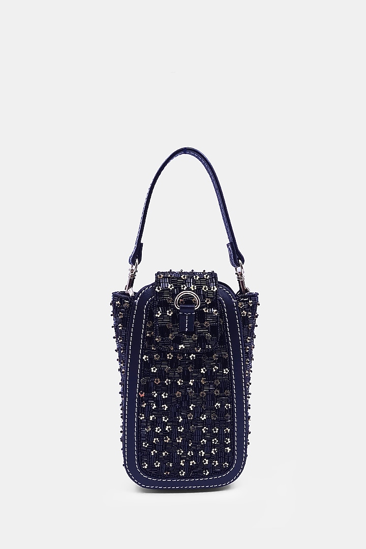 Black Satin Embellished Waist Bag by Versuhz at Pernia's Pop Up Shop