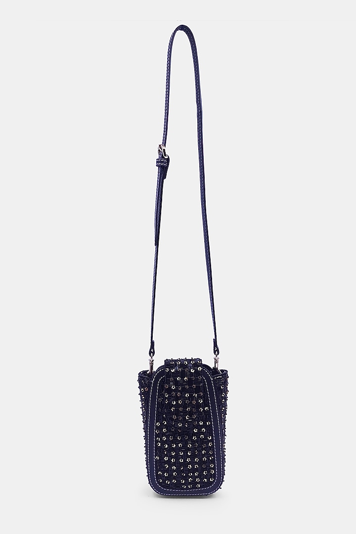 Black Satin Embellished Waist Bag by Versuhz at Pernia's Pop Up Shop