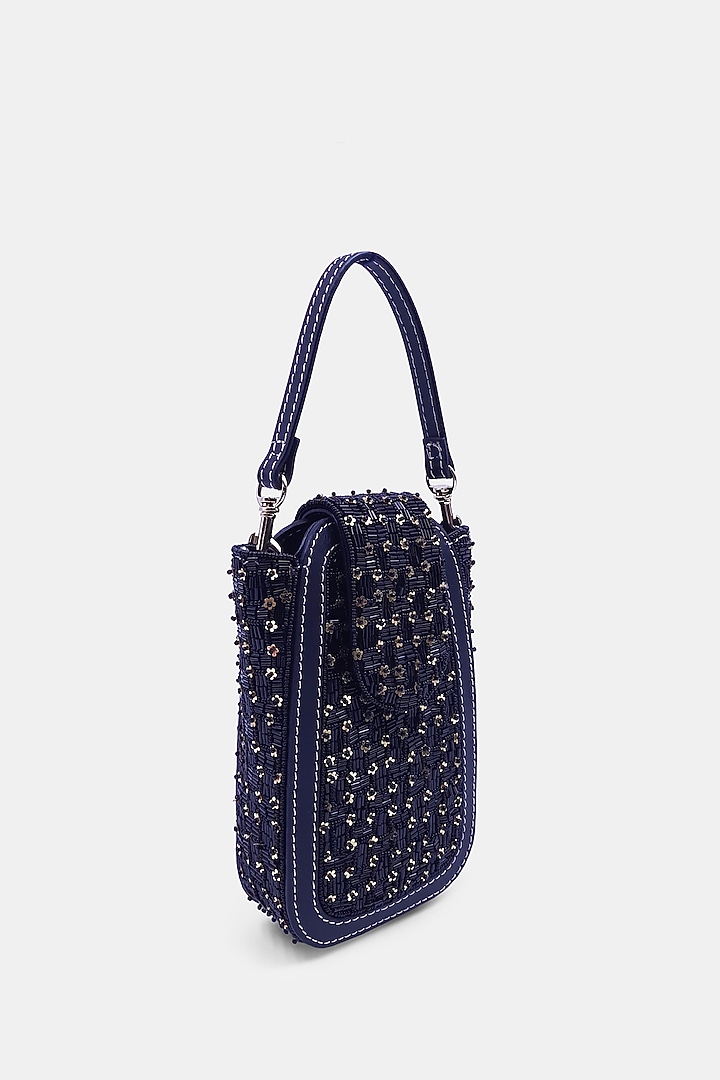 Black Satin Embellished Waist Bag by Versuhz at Pernia's Pop Up Shop