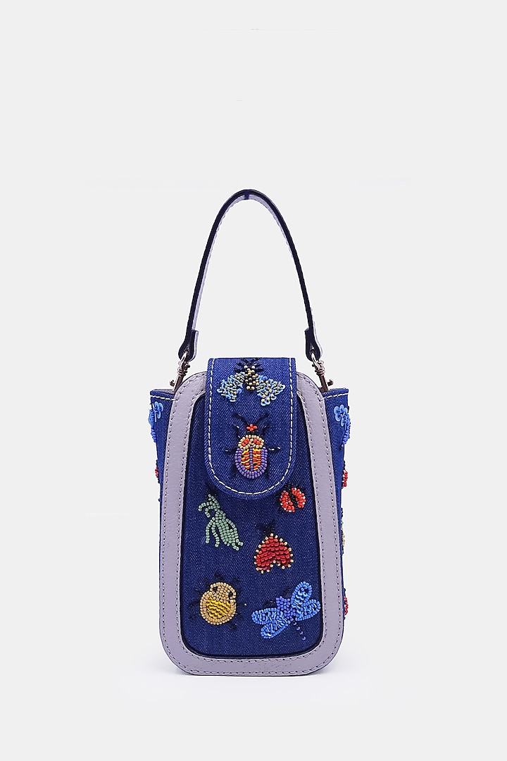 Multi-Colored Denim Satin Embellished Waist Bag by Versuhz at Pernia's Pop Up Shop