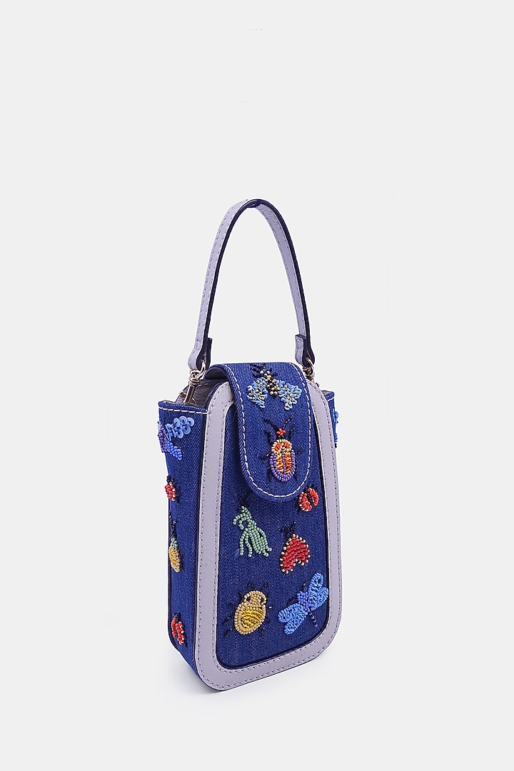 Multi-Colored Denim Satin Embellished Waist Bag by Versuhz at Pernia's Pop Up Shop