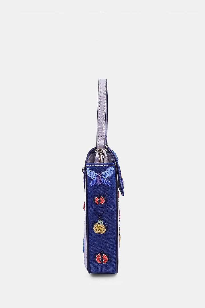 Multi-Colored Denim Satin Embellished Waist Bag by Versuhz at Pernia's Pop Up Shop