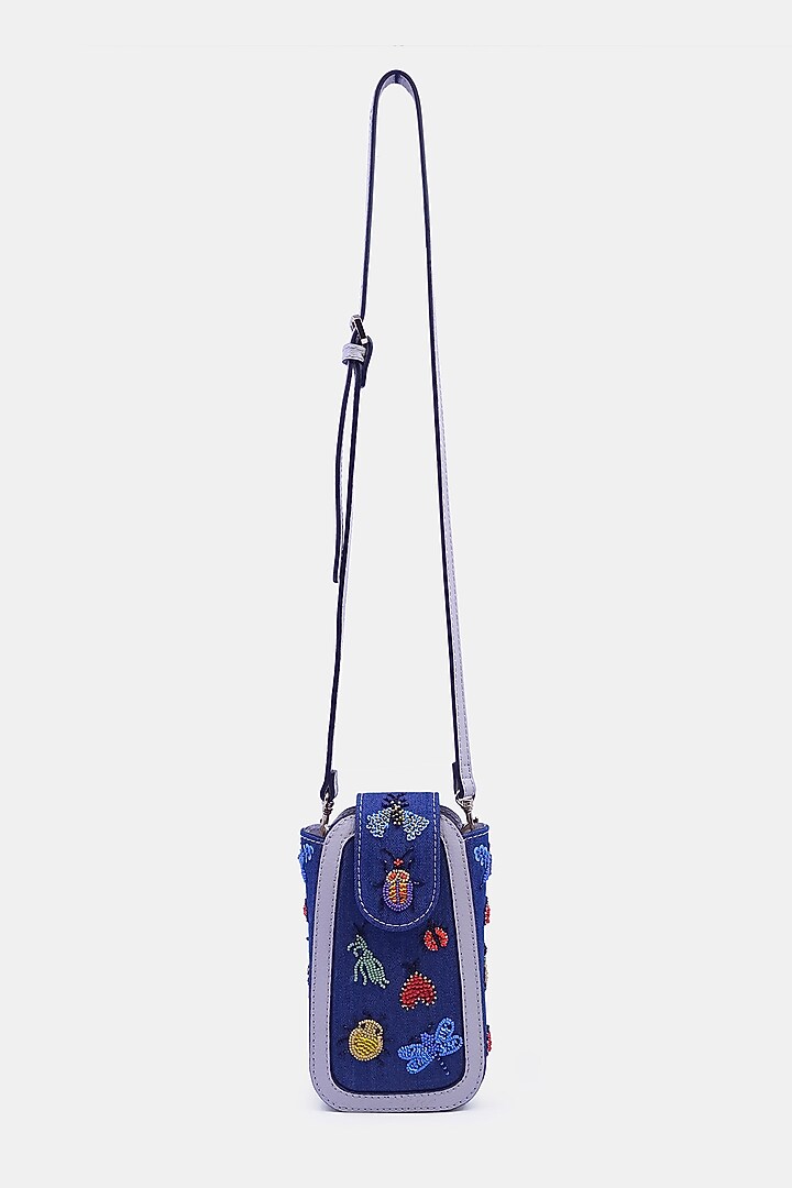 Multi-Colored Denim Satin Embellished Waist Bag by Versuhz at Pernia's Pop Up Shop