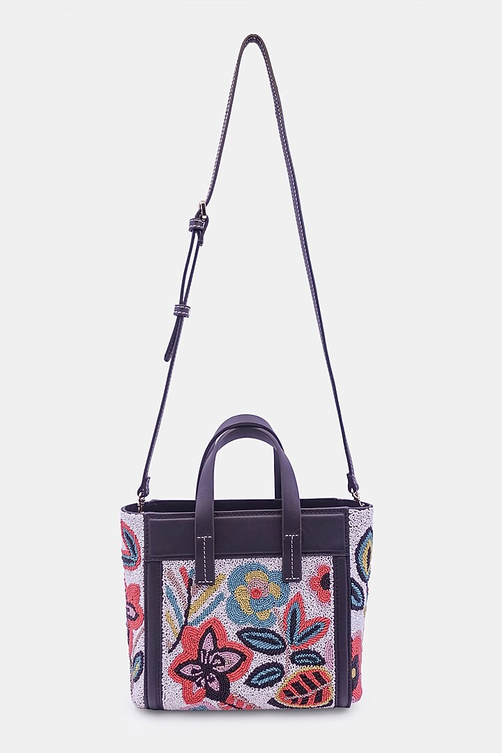 Black Cotton Embellished Mini Tote Bag by Versuhz at Pernia's Pop Up Shop