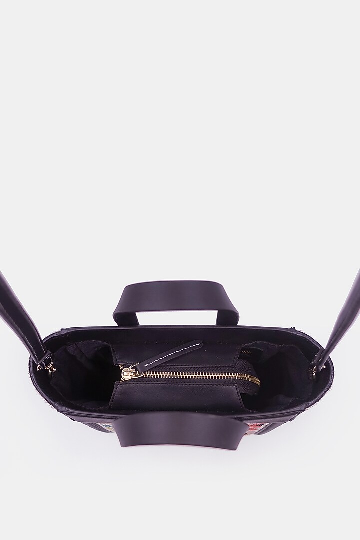 Black Cotton Embellished Mini Tote Bag by Versuhz at Pernia's Pop Up Shop