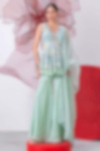 Pastel Green Crepe Palazzo Pant Set by Vesture at Pernia's Pop Up Shop