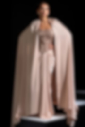 Rose Gold Armani Satin Draped Skirt Set by Vesture at Pernia's Pop Up Shop