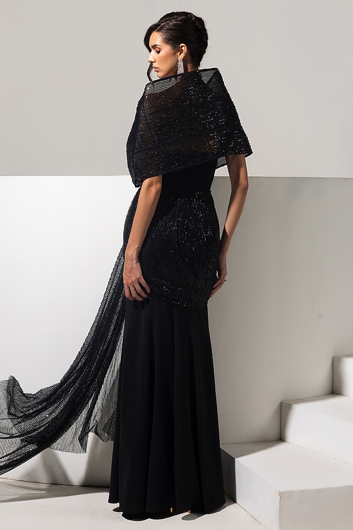 green emerald velvet dress Zapaka Women Ivory Satin Midi Engagement Dress with Long Sleeves Peaked Lapel A Line Bridal Dress, Black / US22W main image 1