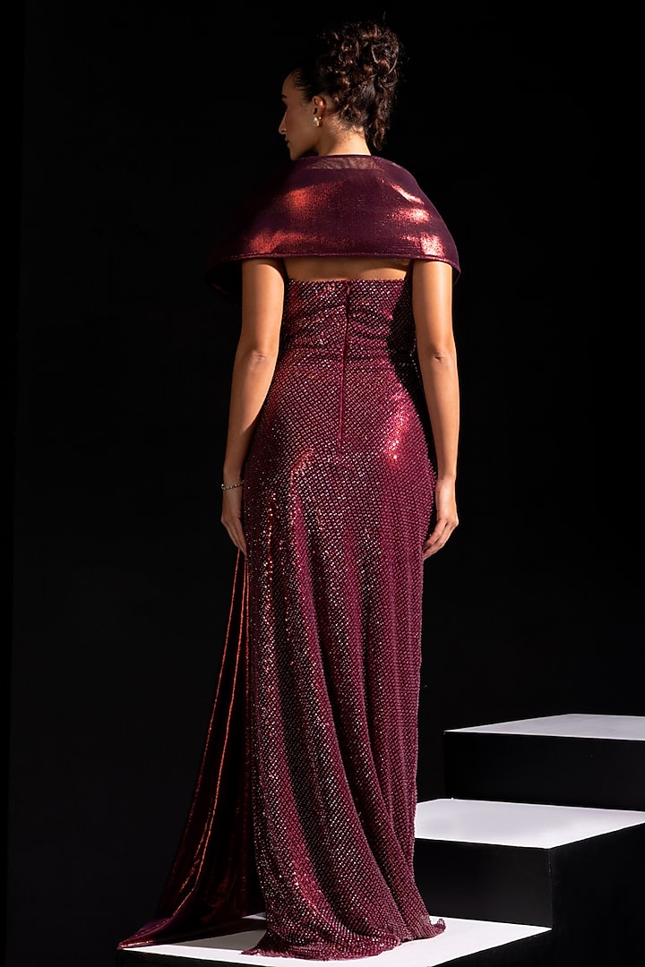 Metallic Red Metallic Mesh Engagement Gown by Vesture at Pernia's Pop Up Shop