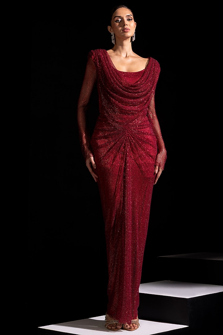 Red Swarovski Mesh Engagement Gown by Vesture at Pernia's Pop Up Shop