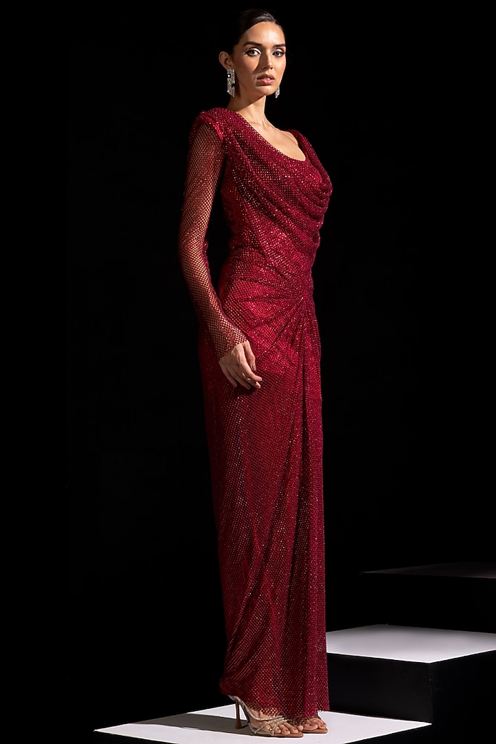 Red Swarovski Mesh Engagement Gown by Vesture at Pernia's Pop Up Shop