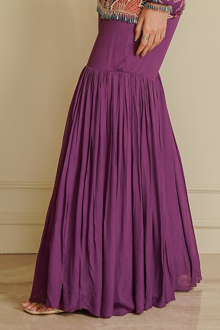Purple Crepe Printed Kurta Set by Vesture at Pernia's Pop Up Shop