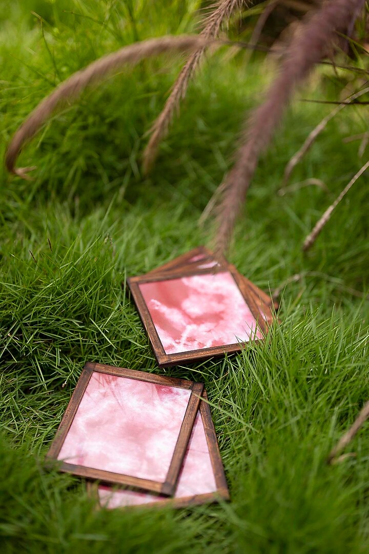 Blush Pink Pure Handwoven Cotton Tie & Dyed Coasters (Set of 2) by Veaves at Pernia's Pop Up Shop