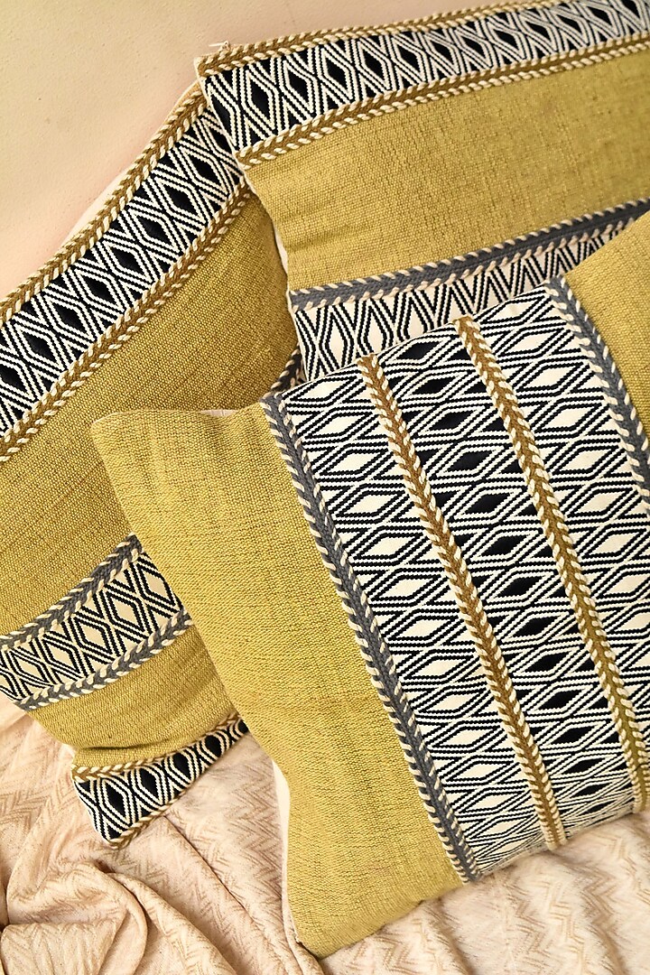 Green Pure Handwoven Cotton Cushion Cover (Set of 2) by Veaves at Pernia's Pop Up Shop