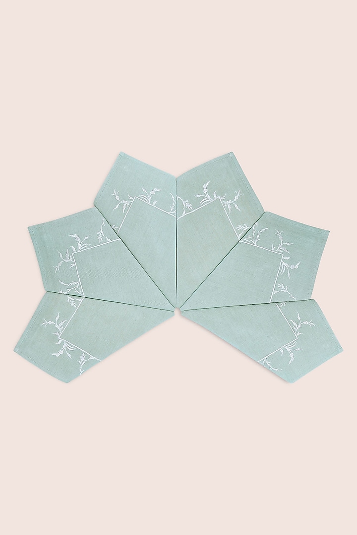 Green Pure Handwoven Cotton Napkins (Set of 2) by Veaves at Pernia's Pop Up Shop