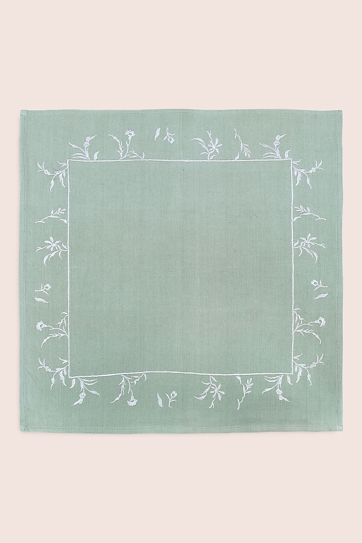 Green Pure Handwoven Cotton Napkins (Set of 2) by Veaves at Pernia's Pop Up Shop