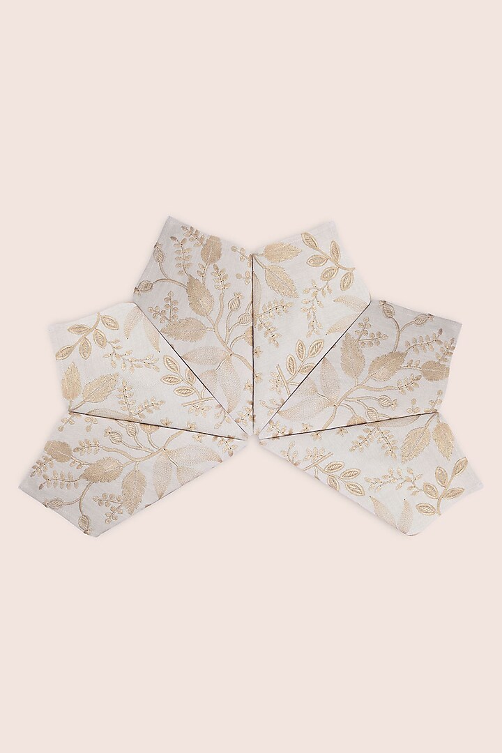 Beige Pure Handwoven Cotton Napkins (Set of 2) by Veaves at Pernia's Pop Up Shop