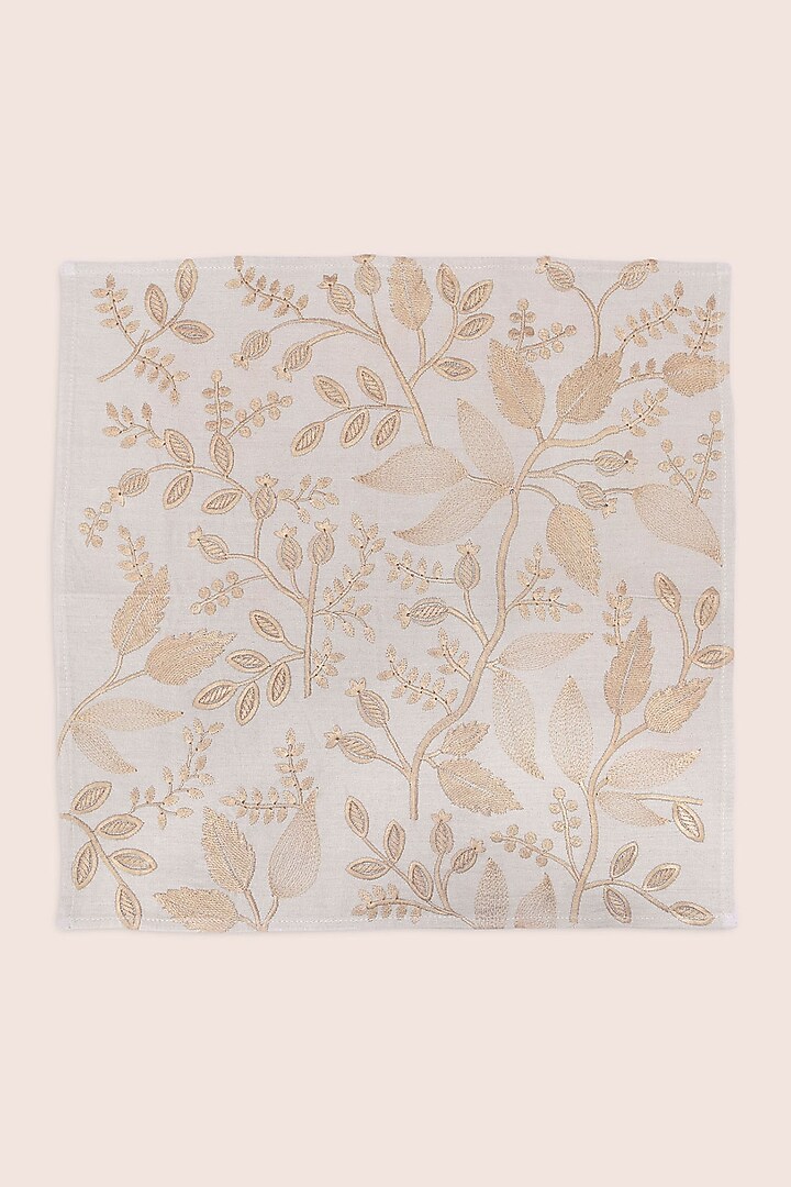 Beige Pure Handwoven Cotton Napkins (Set of 2) by Veaves at Pernia's Pop Up Shop