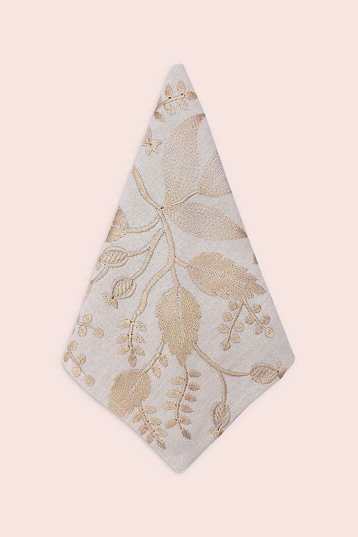 Beige Pure Handwoven Cotton Napkins (Set of 2) by Veaves at Pernia's Pop Up Shop