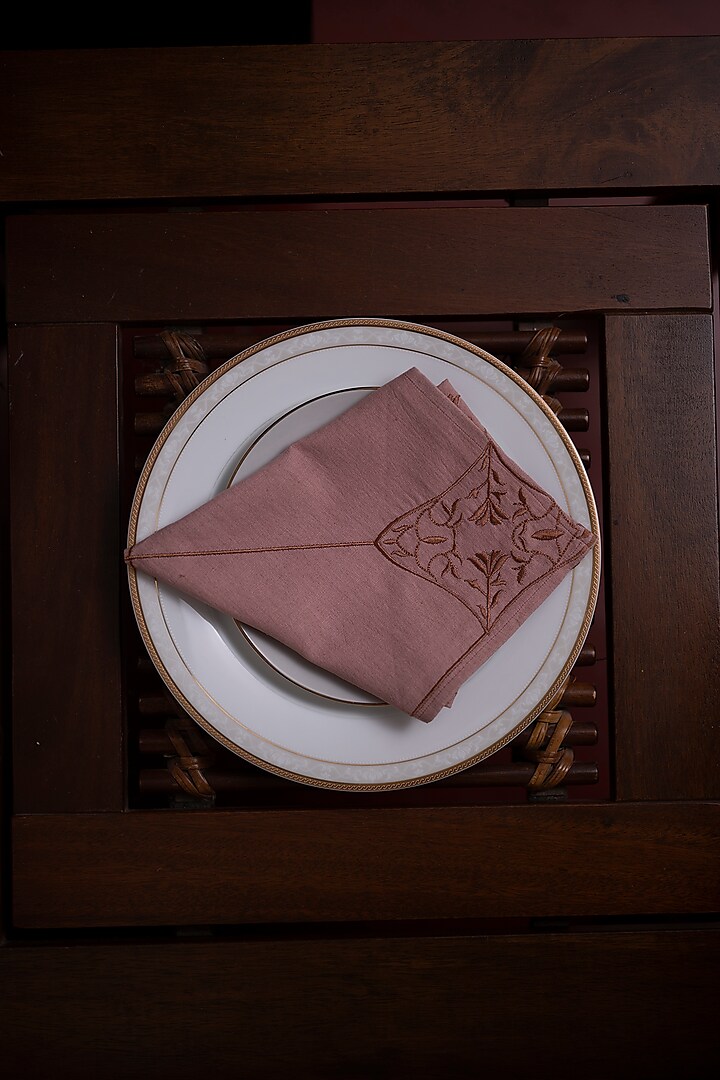 Blush Pink Pure Handwoven Cotton Napkins (Set of 2) by Veaves