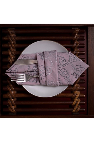 Dusty Purple Pure Handwoven Cotton Napkins (Set of 2) by Veaves