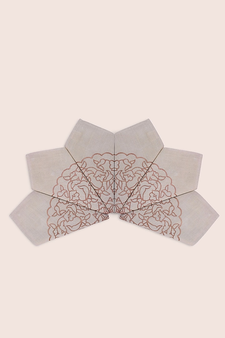 Beige Pure Handwoven Cotton Napkins (Set of 2) by Veaves at Pernia's Pop Up Shop