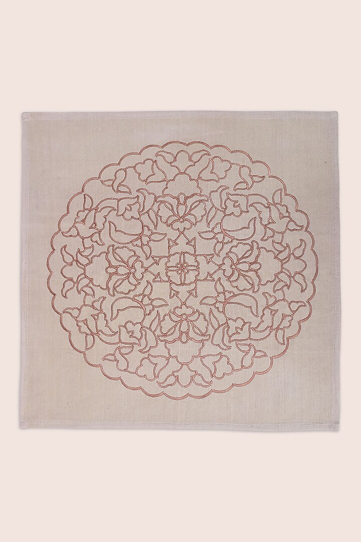Beige Pure Handwoven Cotton Napkins (Set of 2) by Veaves at Pernia's Pop Up Shop