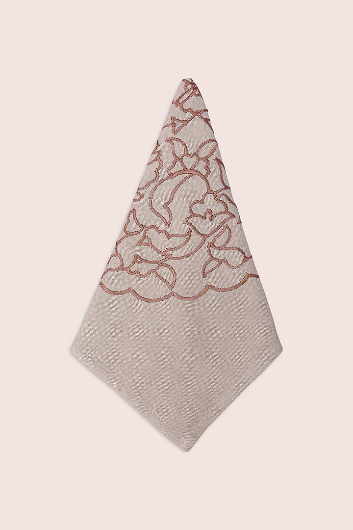 Beige Pure Handwoven Cotton Napkins (Set of 2) by Veaves at Pernia's Pop Up Shop