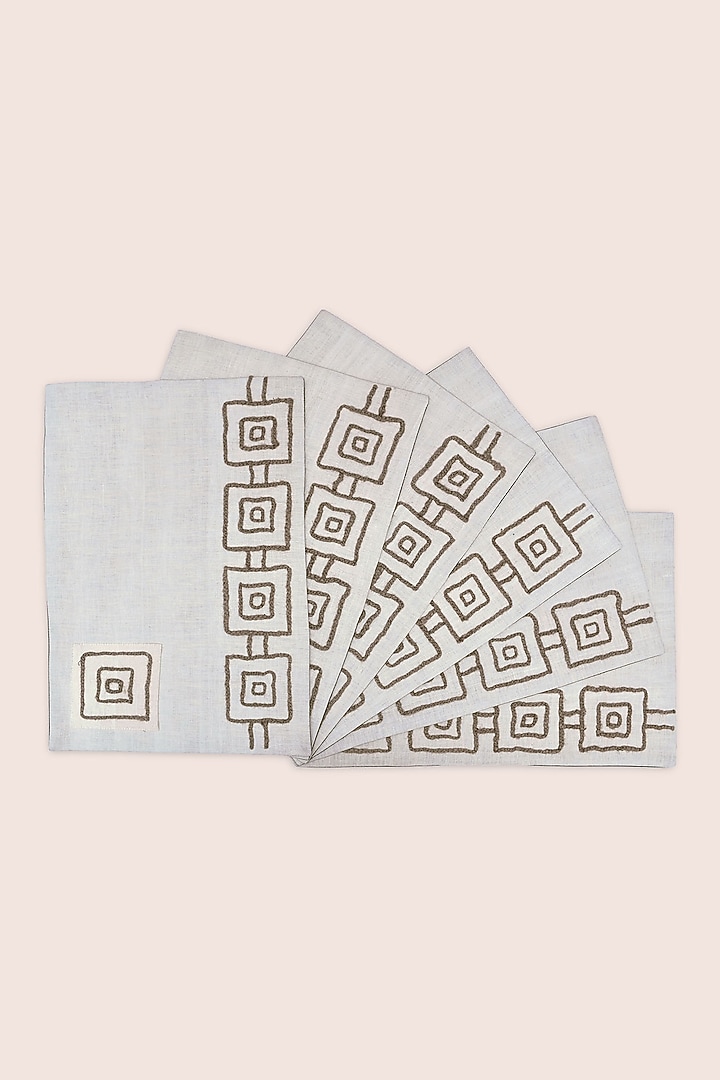 White Pure Handwoven Cotton Table Mats (Set of 6) by Veaves at Pernia's Pop Up Shop