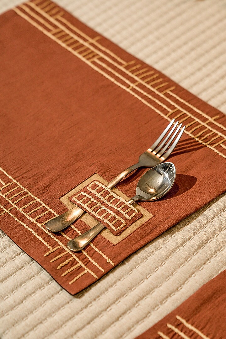 Brown Pure Handwoven Cotton Table Mats (Set of 6) by Veaves at Pernia's Pop Up Shop