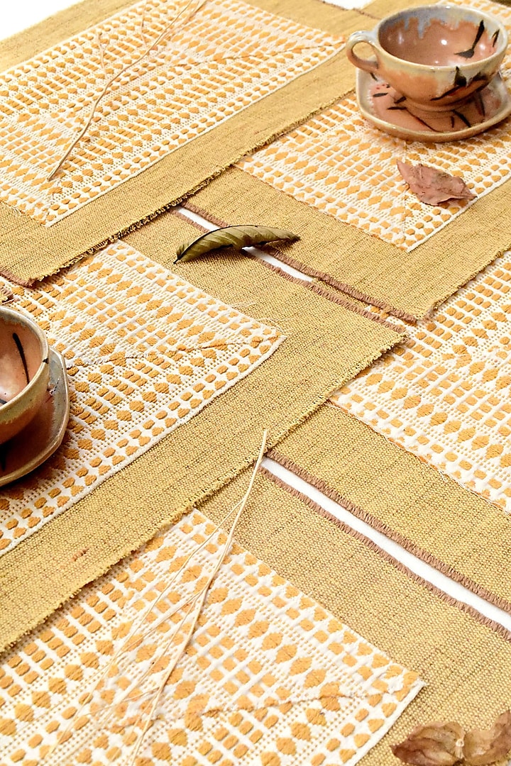 Mustard Pure Handwoven Cotton Table Mats (Set of 6) by Veaves