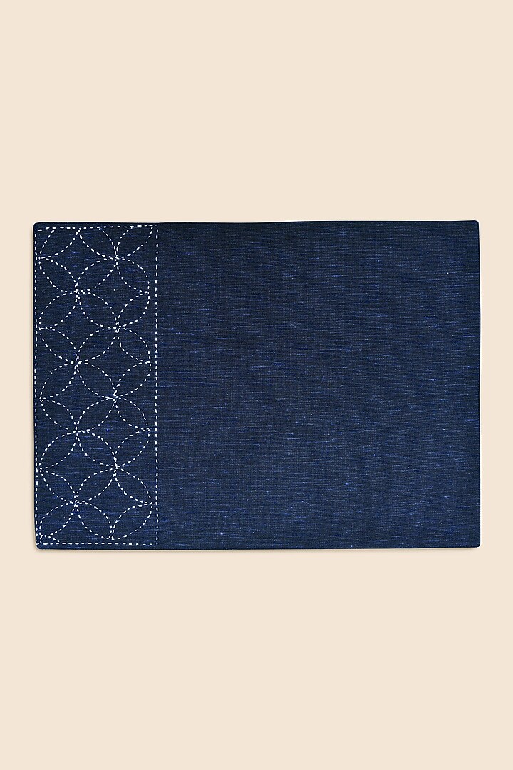 Midnight Blue Pure Handwoven Cotton Table Mats (Set of 6) by Veaves at Pernia's Pop Up Shop