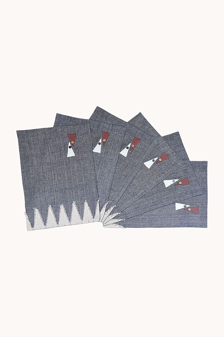 Grey Pure Handwoven Cotton Table Mats (Set of 6) by Veaves at Pernia's Pop Up Shop