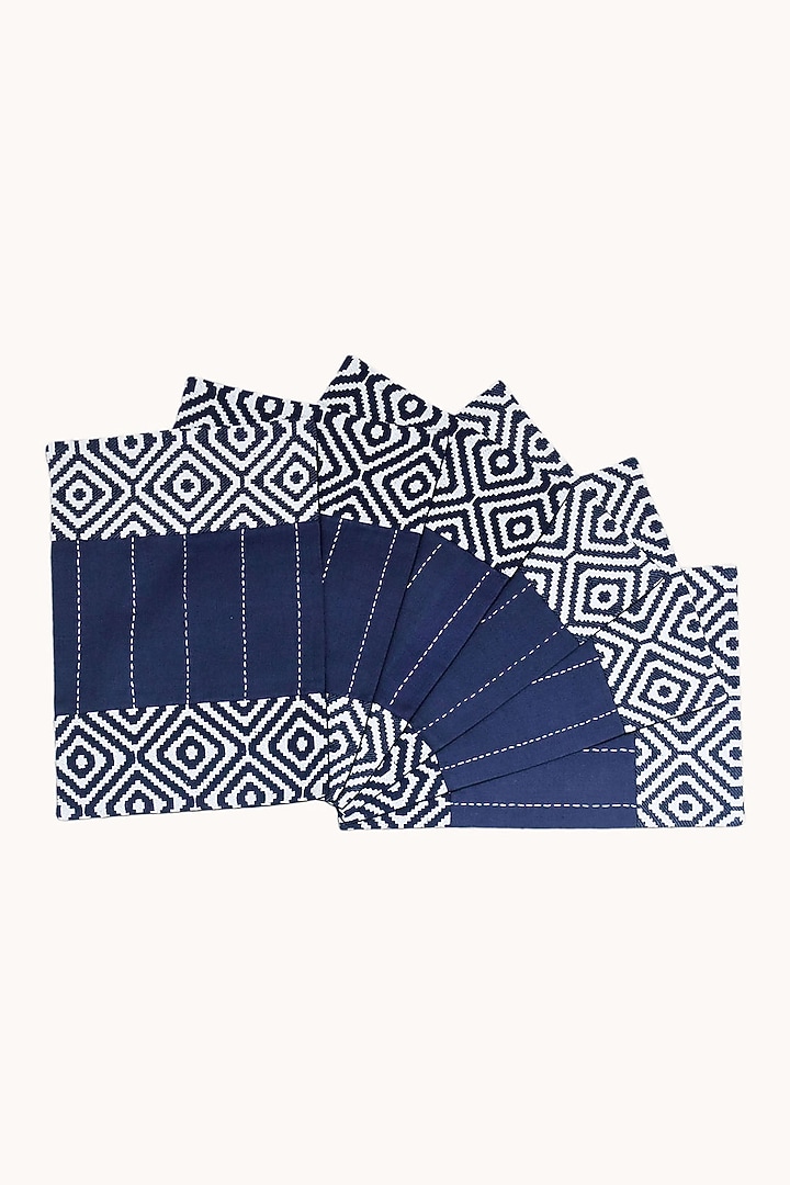 Midnight Blue Pure Handwoven Cotton Table Mats (Set of 6) by Veaves at Pernia's Pop Up Shop