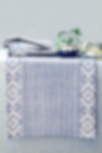 Powder Blue Pure Handwoven Cotton Table Runner by Veaves at Pernia's Pop Up Shop