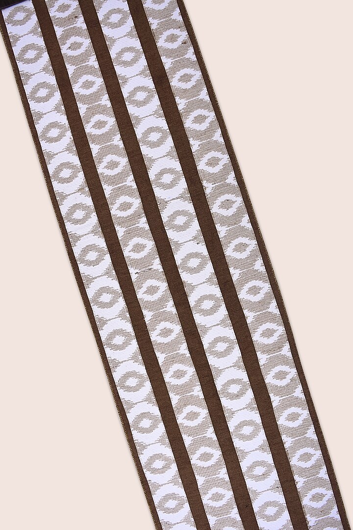 Beige Pure Handwoven Cotton Table Runner by Veaves at Pernia's Pop Up Shop