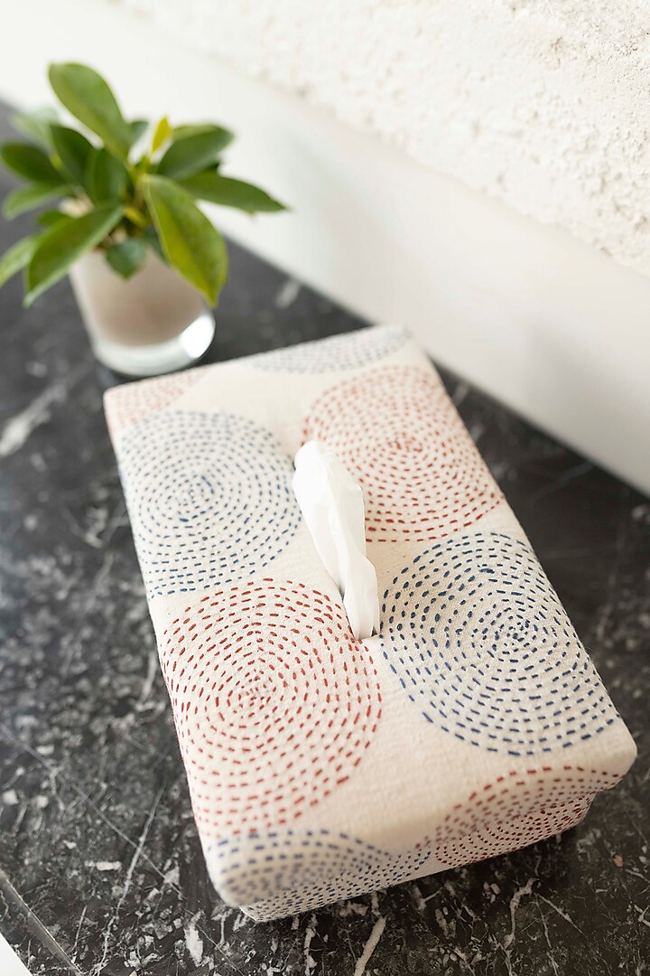 White Pure Handwoven Cotton Tissue Box by Veaves at Pernia's Pop Up Shop