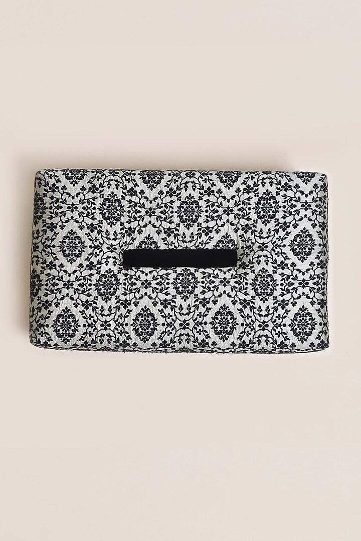 Grey & Black Pure Katan Silk Tissue Box by Veaves at Pernia's Pop Up Shop