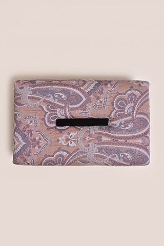 Peach Pure Silk & Wool Tissue Box by Veaves