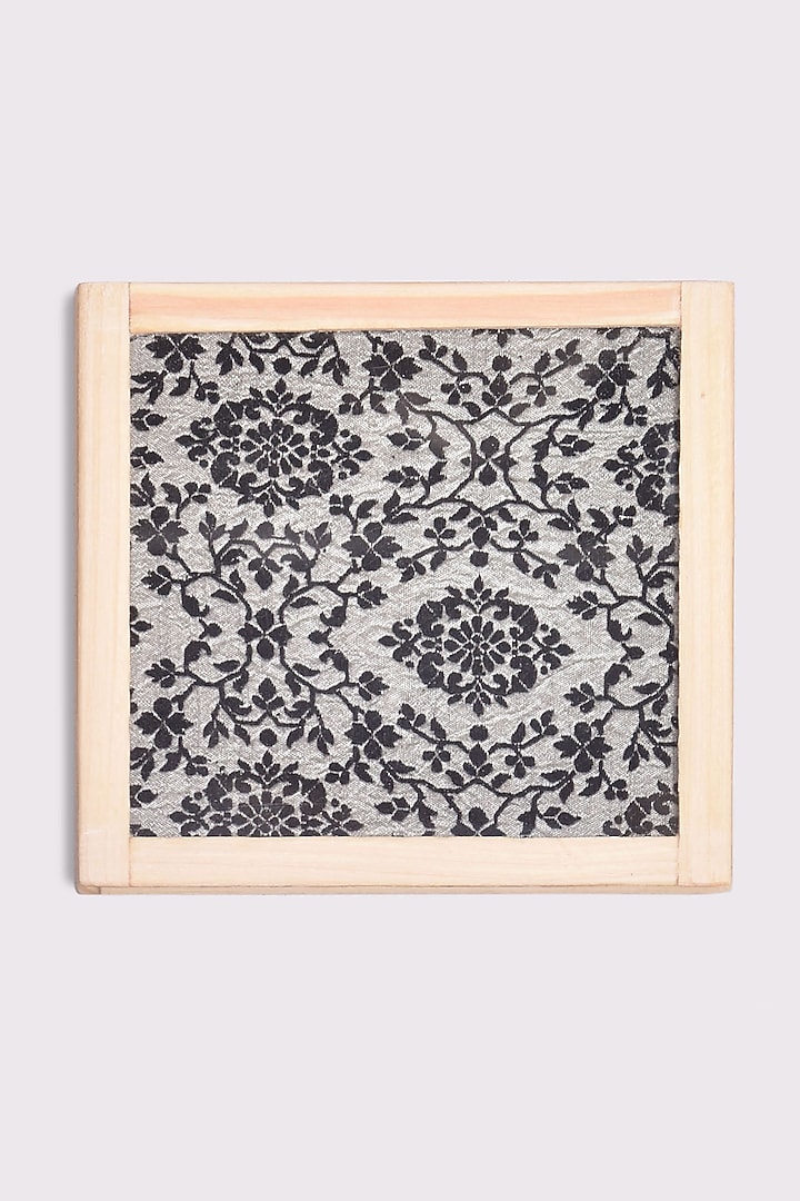 Grey & Black Pure Katan Silk Coasters (Set of 2) by Veaves at Pernia's Pop Up Shop