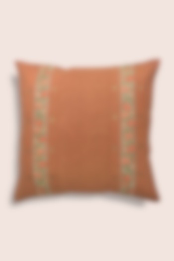 Orange Hand Embroidered Cushions (Set of 2) by Veaves at Pernia's Pop Up Shop