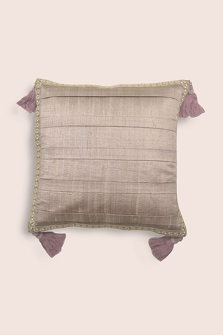 Onion Pink Embroidered Cushion by Veaves