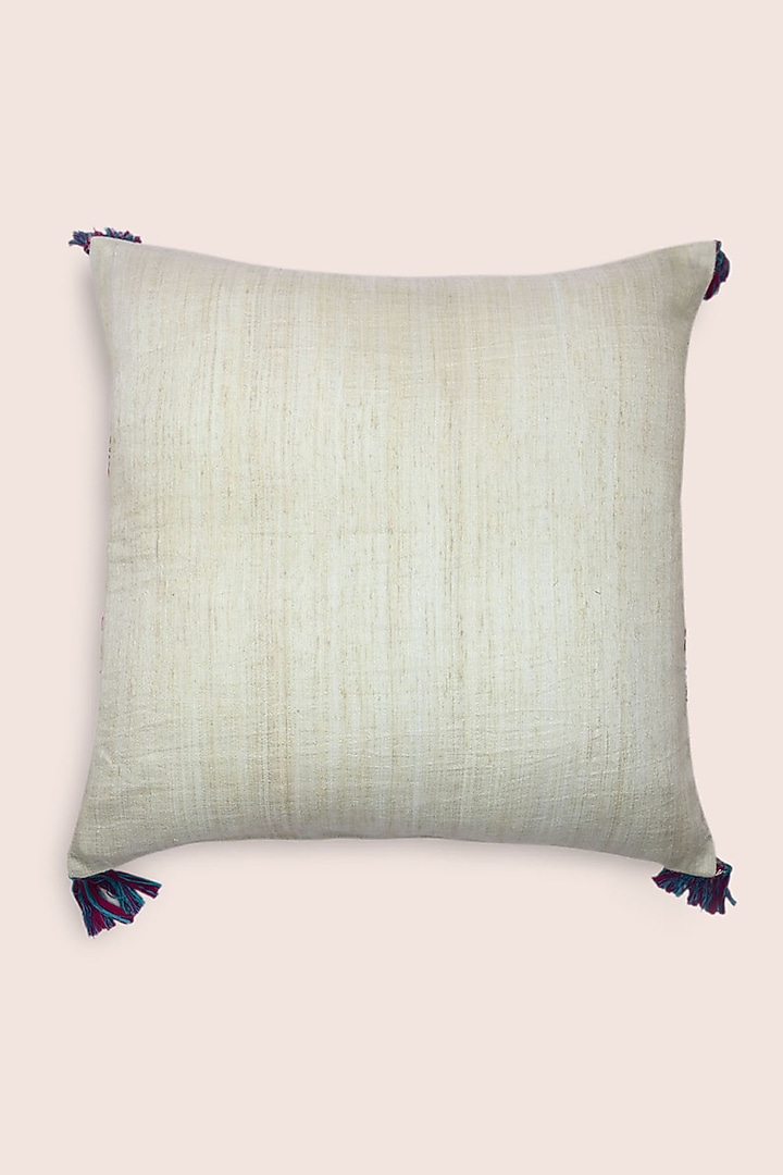 Off-White Hand Embroidered Cushions (Set of 3) by Veaves at Pernia's Pop Up Shop