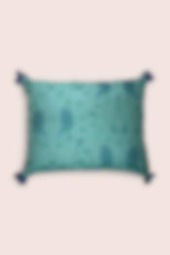 Sea-Green Embroidered Cushion by Veaves