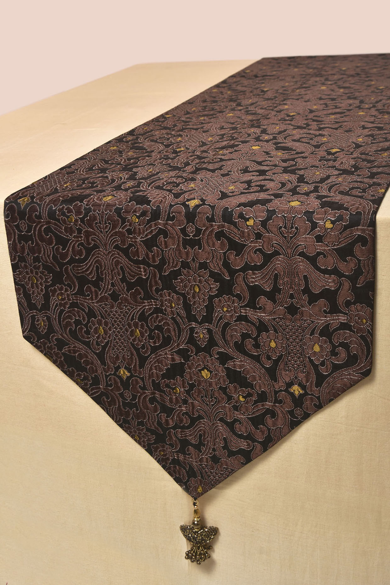 Black Pure Silk Table Runner by Veaves at Pernia's Pop Up Shop